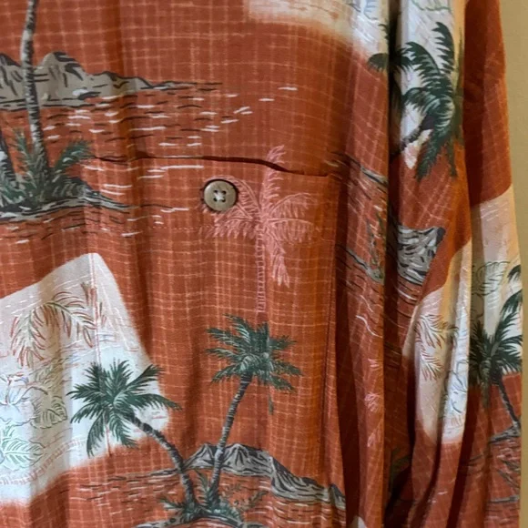 Men's Casual Tropical Print Shirt - Rust - Picture 3 of 4